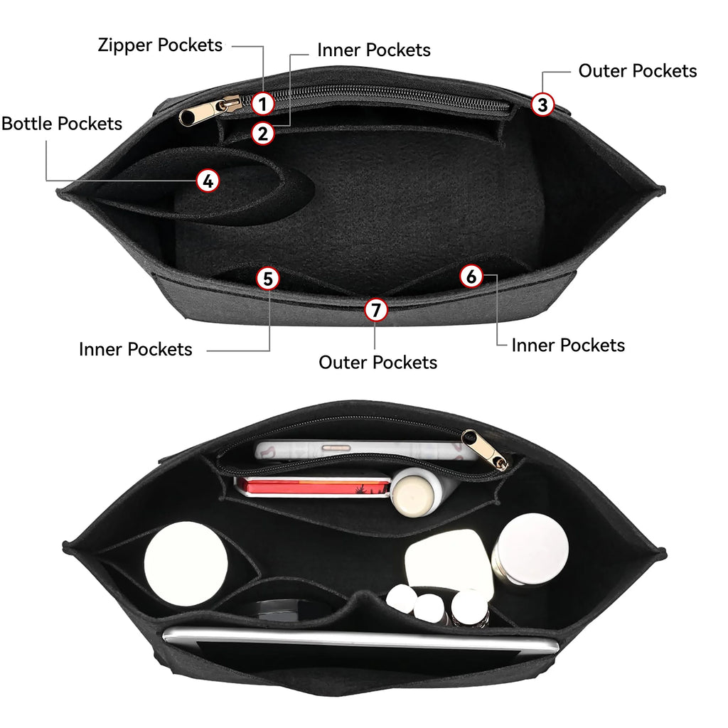 Felt Insert Bag Fits For Longchamp Handbag Liner Bag Felt Cloth Makeup Bag Support Tr alternate view