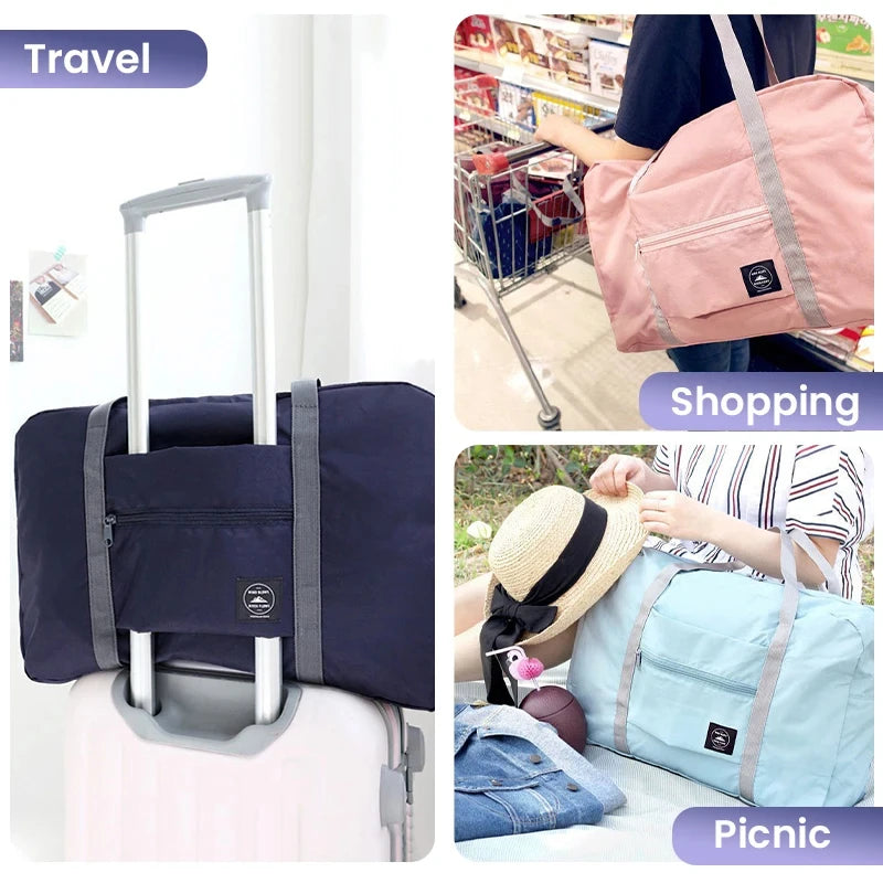 Foldable Nylon Travel Duffel Bag Carry On Lightweight detail view