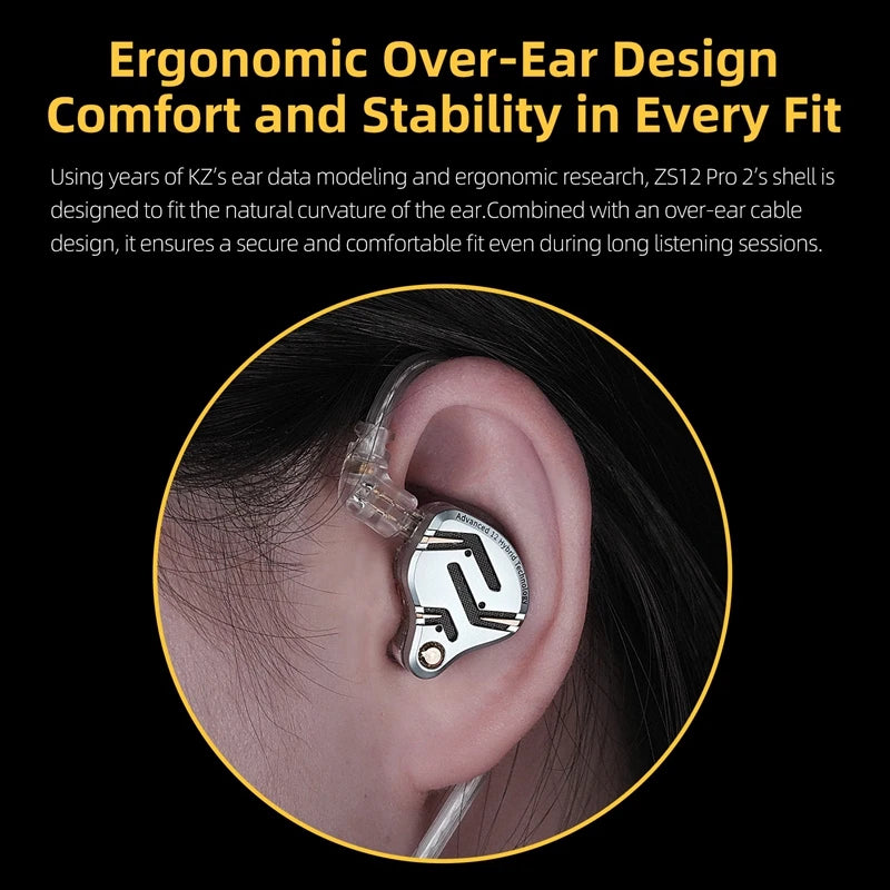 KZ ZS12 Pro 2 Flagship-Grade HiFi IEM Earphones Ultra-Linear 1DD+5BA Hybrid Driver Cl lifestyle view