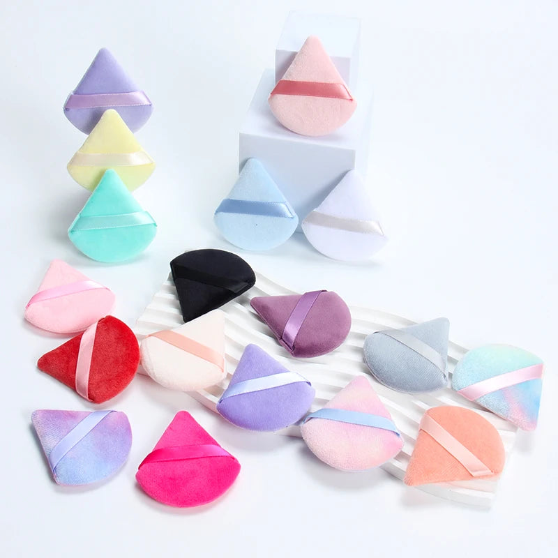 2 件 Triangle Powder Puff Face Makeup Sponge Soft Velvet Cosmetic Puff Blender Beauty F close-up view