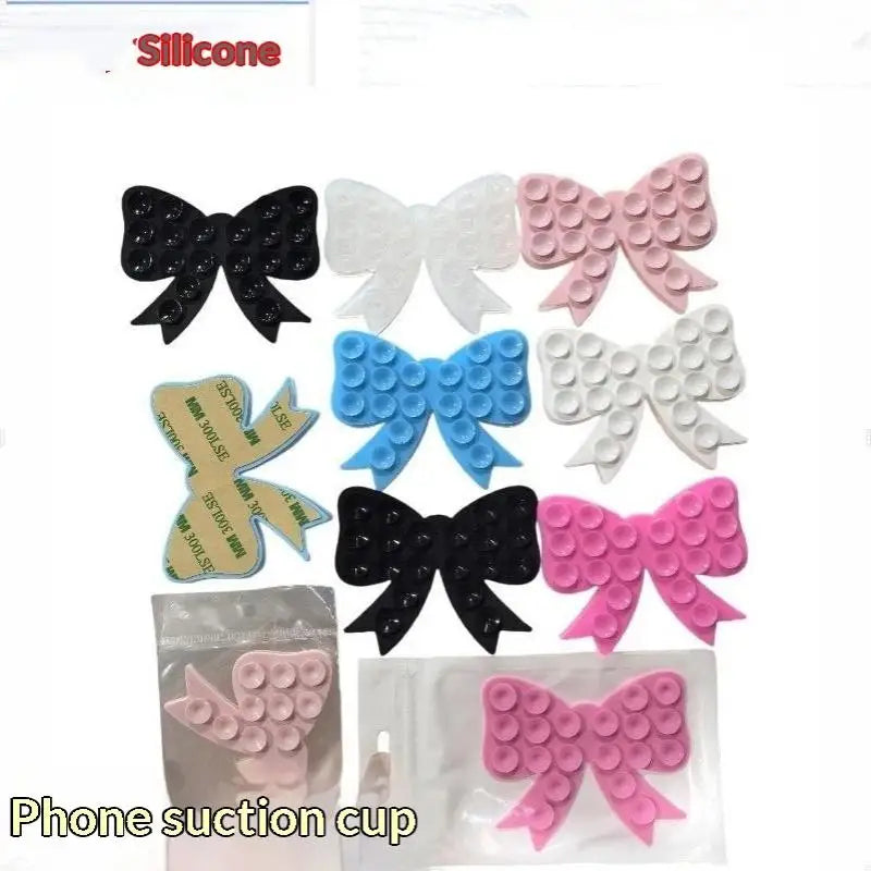 Silicone Bow Shaped Mobile Phone Suction Cup Multicolor Strong Adhesion Reusable For Holding Phone Watching Videos Daily Use