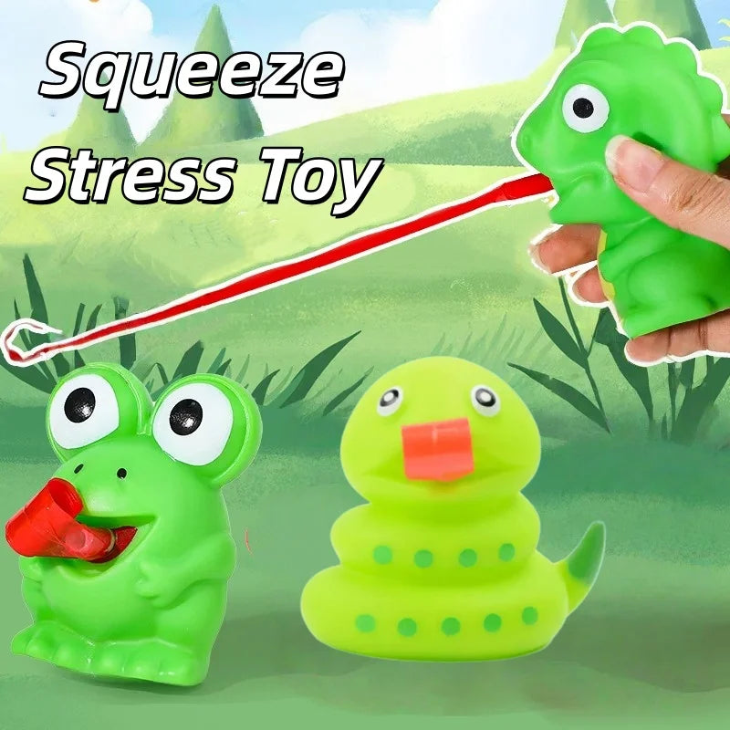 Squishy Fidget Squeeze Toys Creative Novelty Frog Dinosaur Sticking Tongue Out Funny Interactive Str