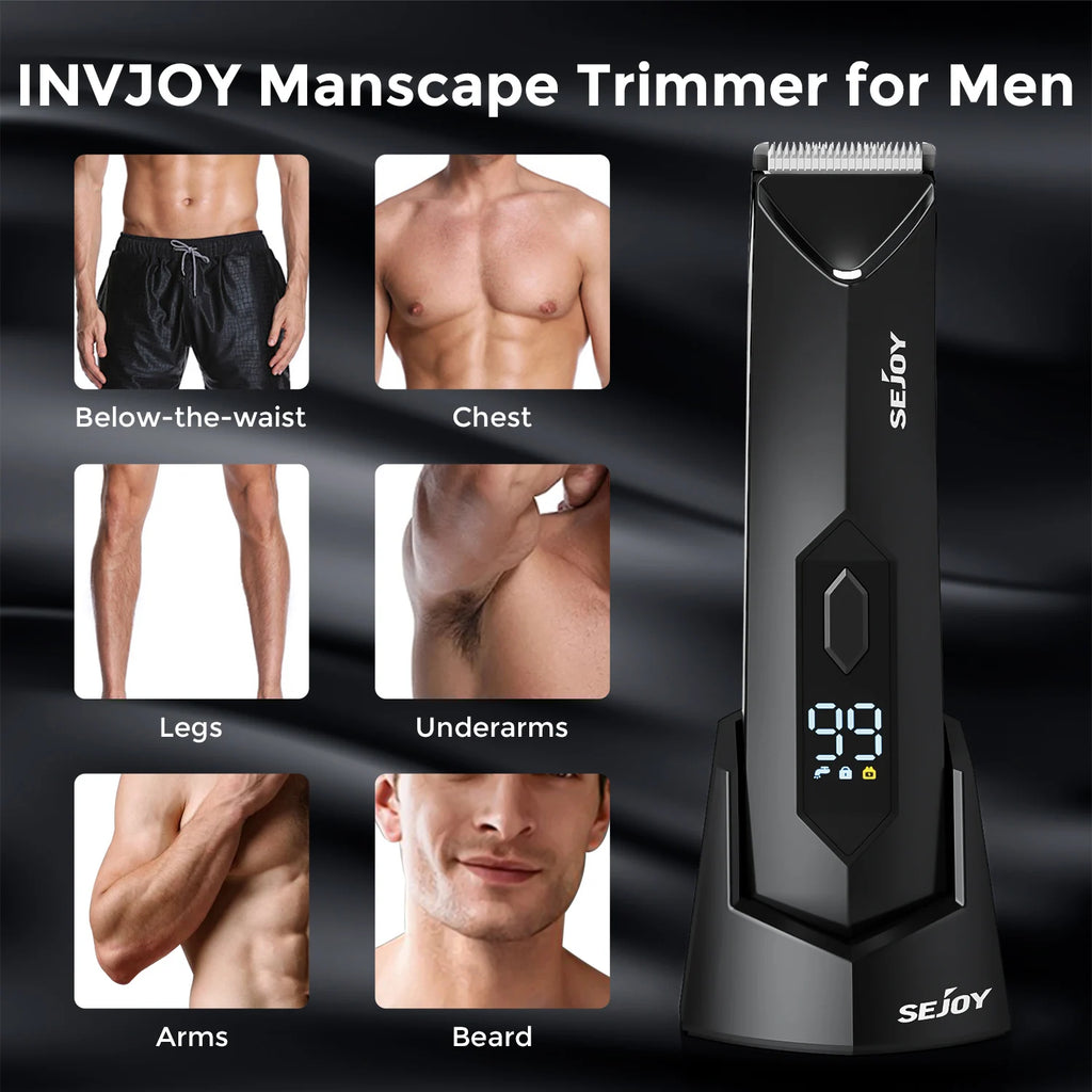 Electric Body Hair Trimmer with Ceramic Blade, Waterproof USB Recharge