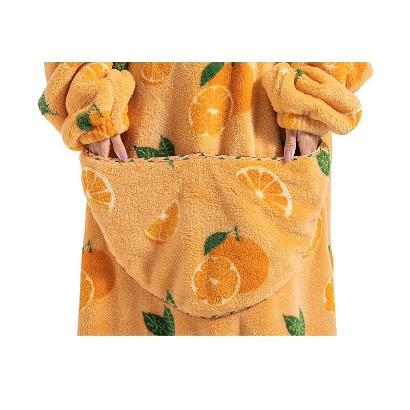 Winter Plush Blankets Wearable Soft Warm Oversized Blanket Hoodie Long Cute Men Women Sherpa Fleece Adult Blanket with Sleeves
