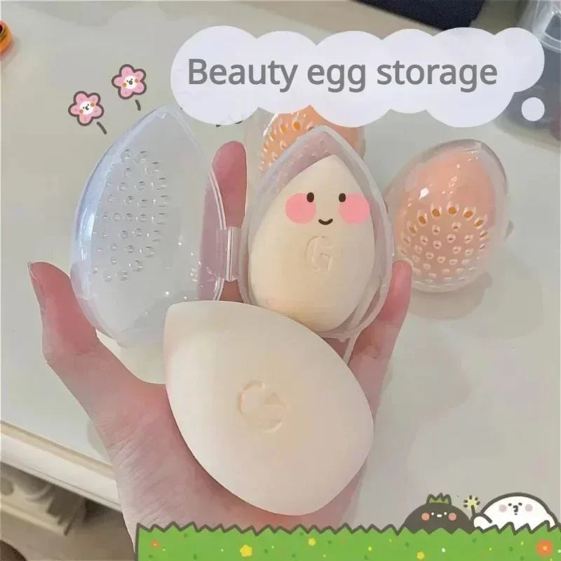 Travel Cosmetic Sponge Organizer Box Pink White Plastic
