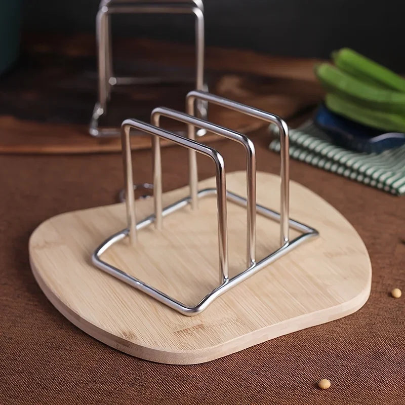 Stainless Steel Pot Lid and Cutting Board Countertop Rack
