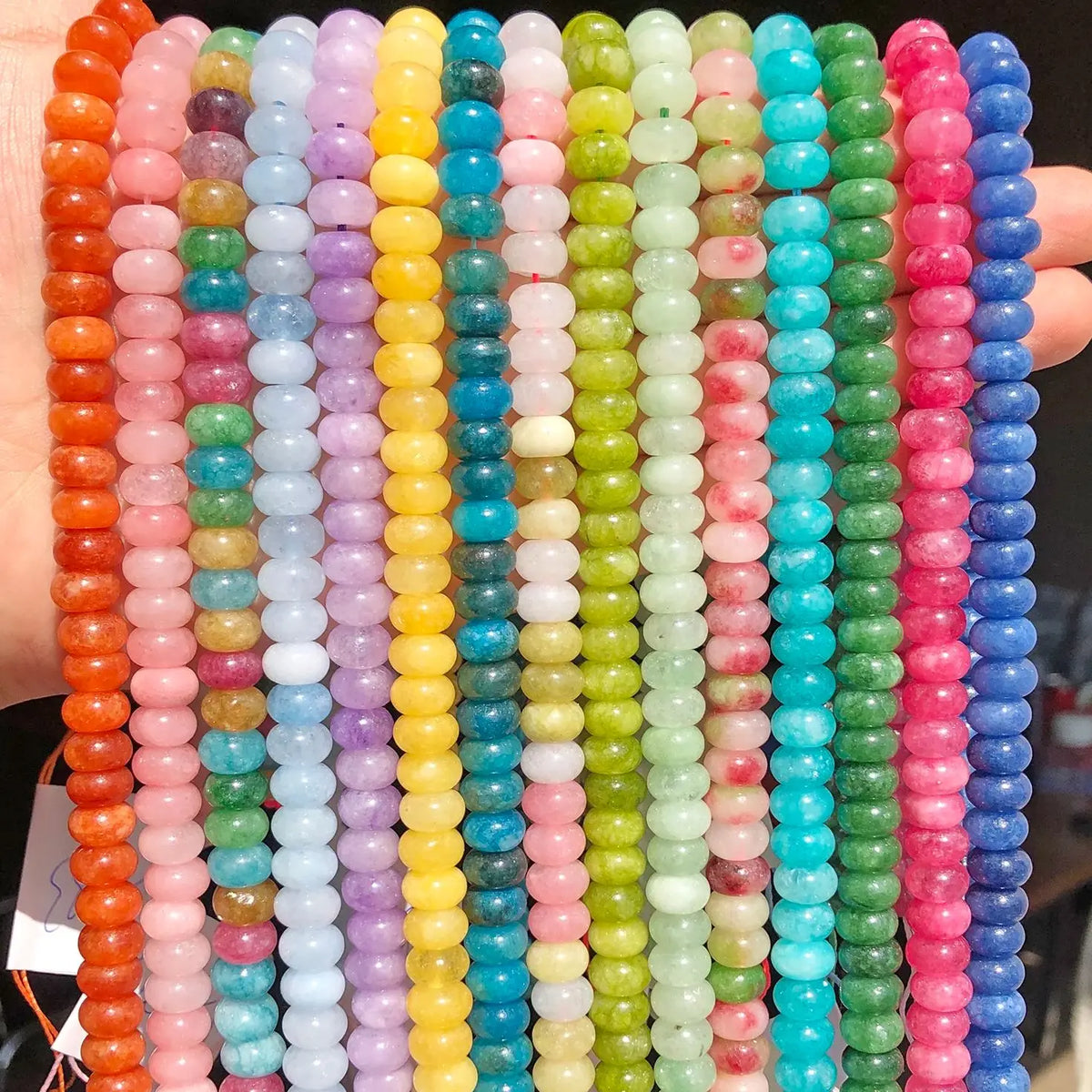 5x8mm Natural Abacus Rondelle Jade Quartz Beads Stone Flat Round DIY Charms Bracelets Loose Beads For Jewelry Making Supplies