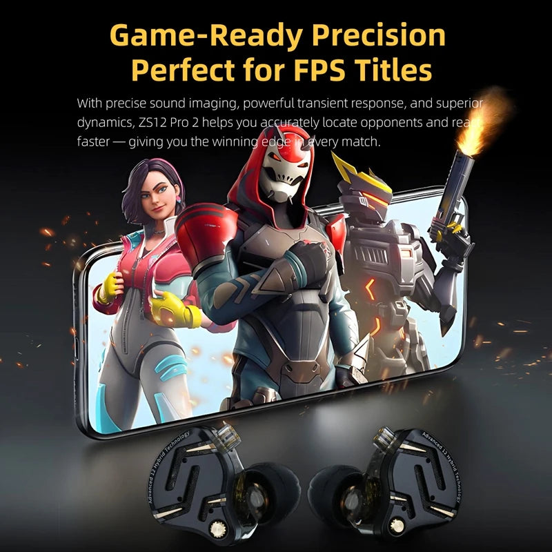 KZ ZS12 Pro 2 Flagship-Grade HiFi IEM Earphones Ultra-Linear 1DD+5BA Hybrid Driver additional angle