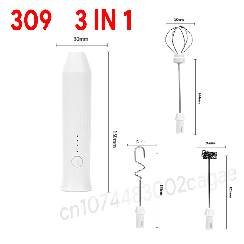 Wireless Milk Frother Rechargeable Stainless Steel Handheld Whisk alternate view