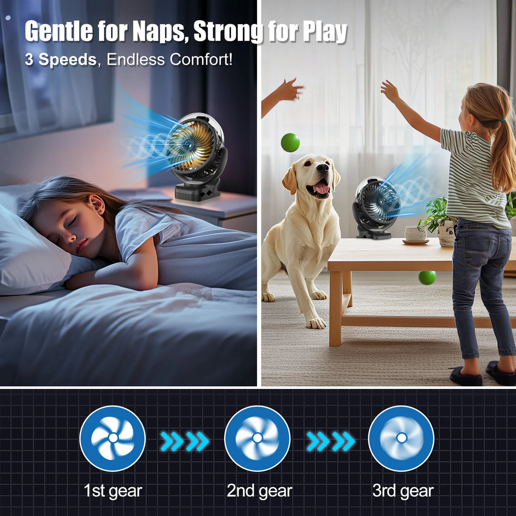 Clip-On Mist Cooling Fan Rechargeable Desk Fan