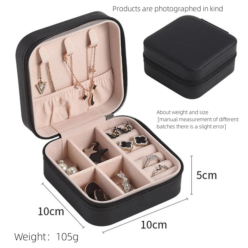 Single Layer Leather Jewelry Box Travel Storage Box additional angle