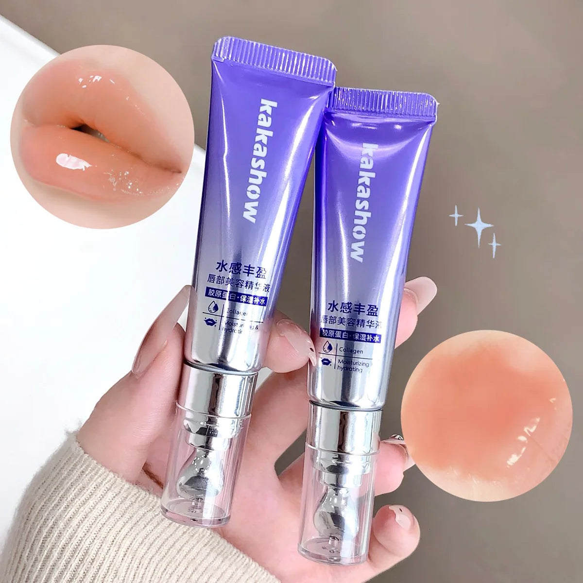 Kakashow Lip Plumper Serum Gloss, Hydrating Collagen Lip Gloss, Long-Lasting Moisturi lifestyle view