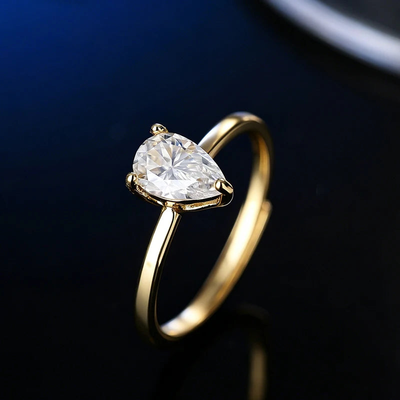 0.5-2CT Pear/Oval/Radiant Moissanite Rings For Women Real S925 Silver with GRA Certif alternate view