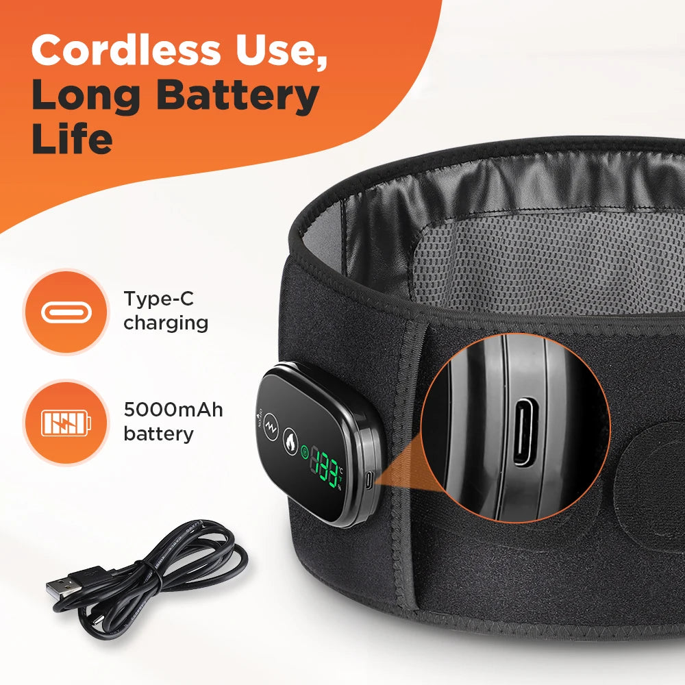 Cordless Heated Massage Waist Belt with Red Light