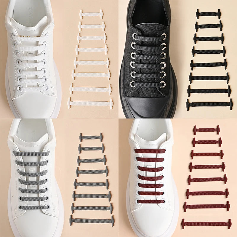 16pcs Silicone No Tie Shoelaces Elastic Lazy Laces close-up view