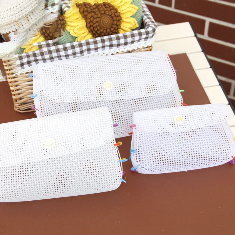 Mesh Plastic Canvas Transparent Handbag Kit Knitting Shoulder Bag Plastic Handmade Bag Piece Yarn DIY Accessories Hooked Bag
