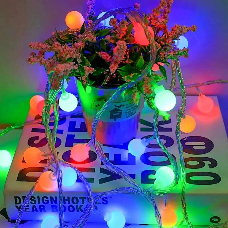 10M 80 LED String Lights Garland Ball Fairy Lights USB Battery close-up view