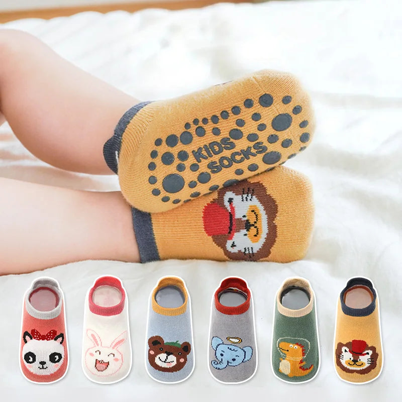 Kids Cotton Socks Cartoon Animal Pattern 6 Pairs