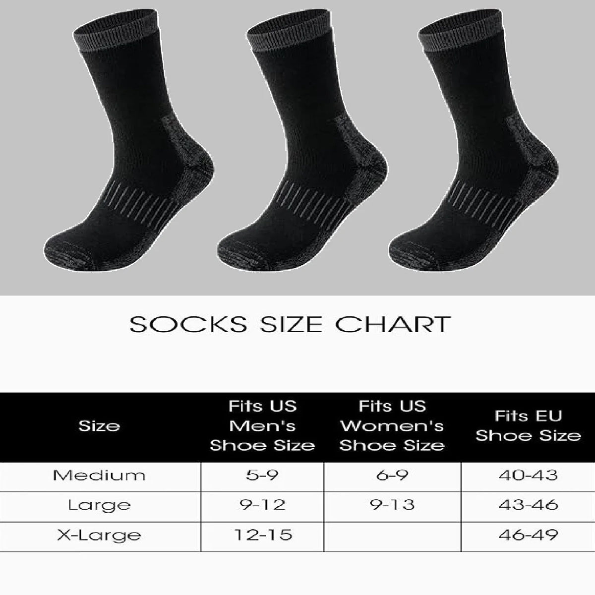 Merino Wool Thermal Socks, 3 Pairs, Knit