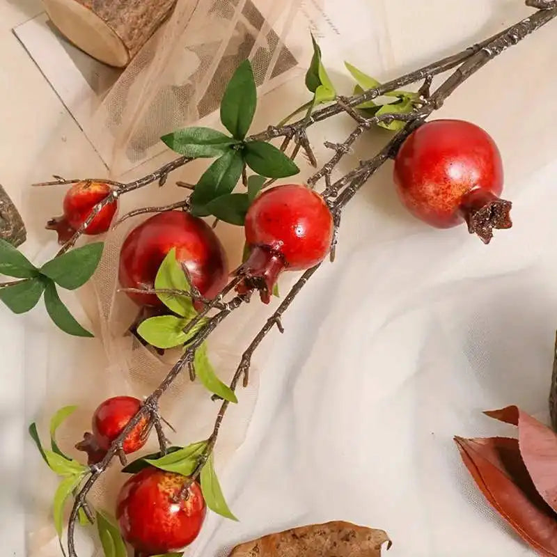 Artificial Pomegranate Long Branch Fruit Decor 80cm
