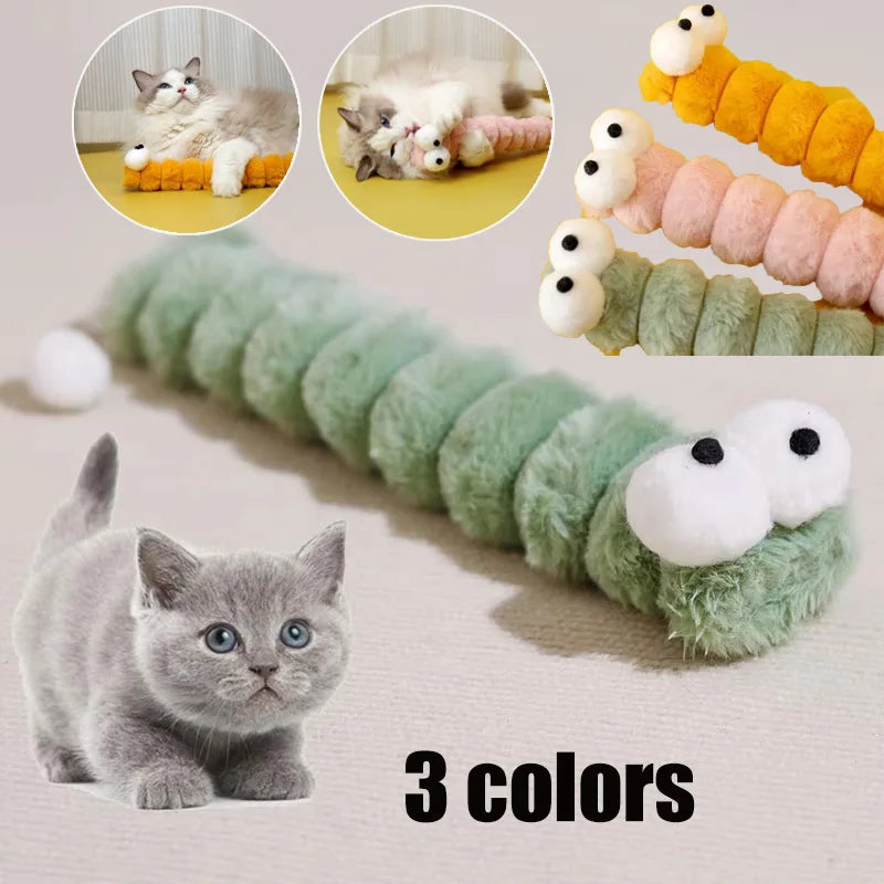 Plush Cat Chew Toy Caterpillar Catnip Pillow