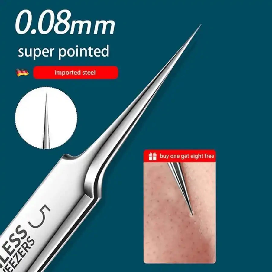 Ultra Fine Needle Tweezers for Facial Pore Cleaning Blackhead Acne Removal Skin Care T close-up view