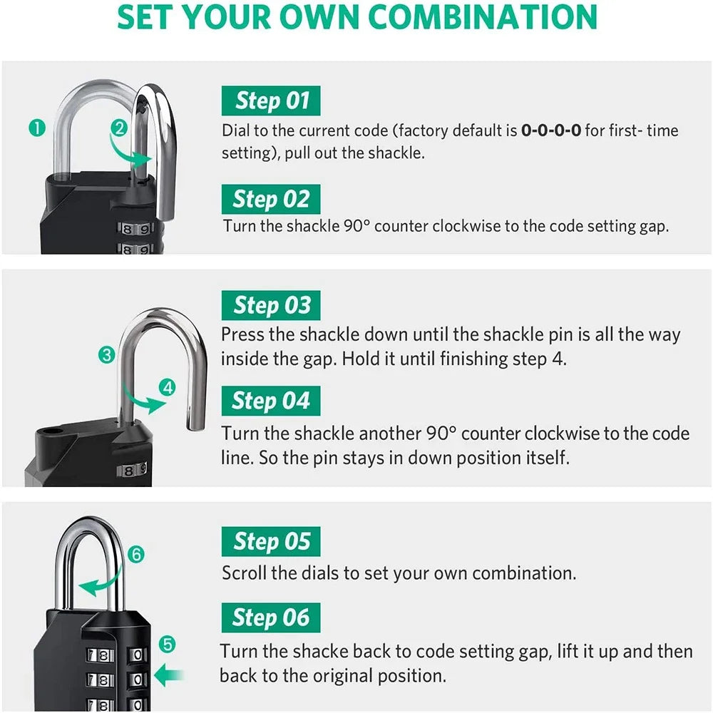 Resettable 4 Digit Combination Padlock Waterproof Heavy Duty close-up view