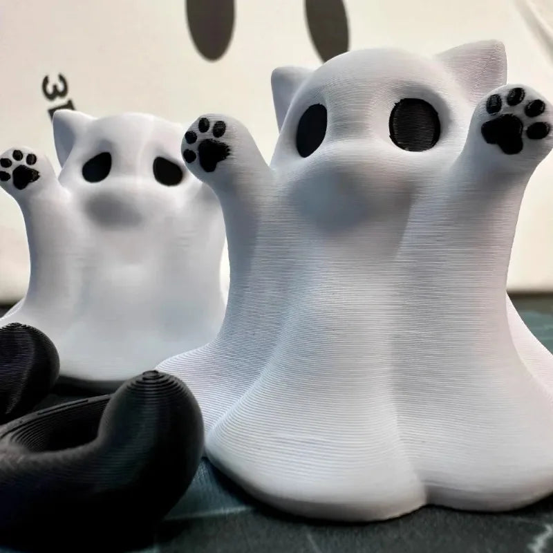 Mini Kitten Ghost Ornament Halloween Desk Decoration