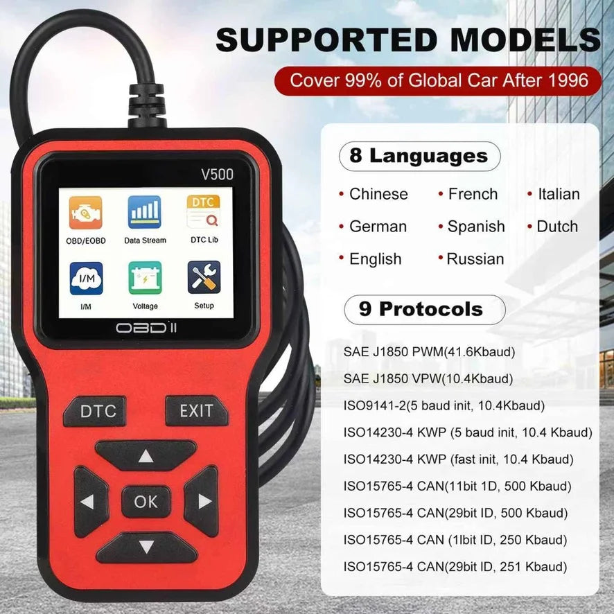 V500 OBD2 Scanner Car Diagnostic Tool with Color Screen