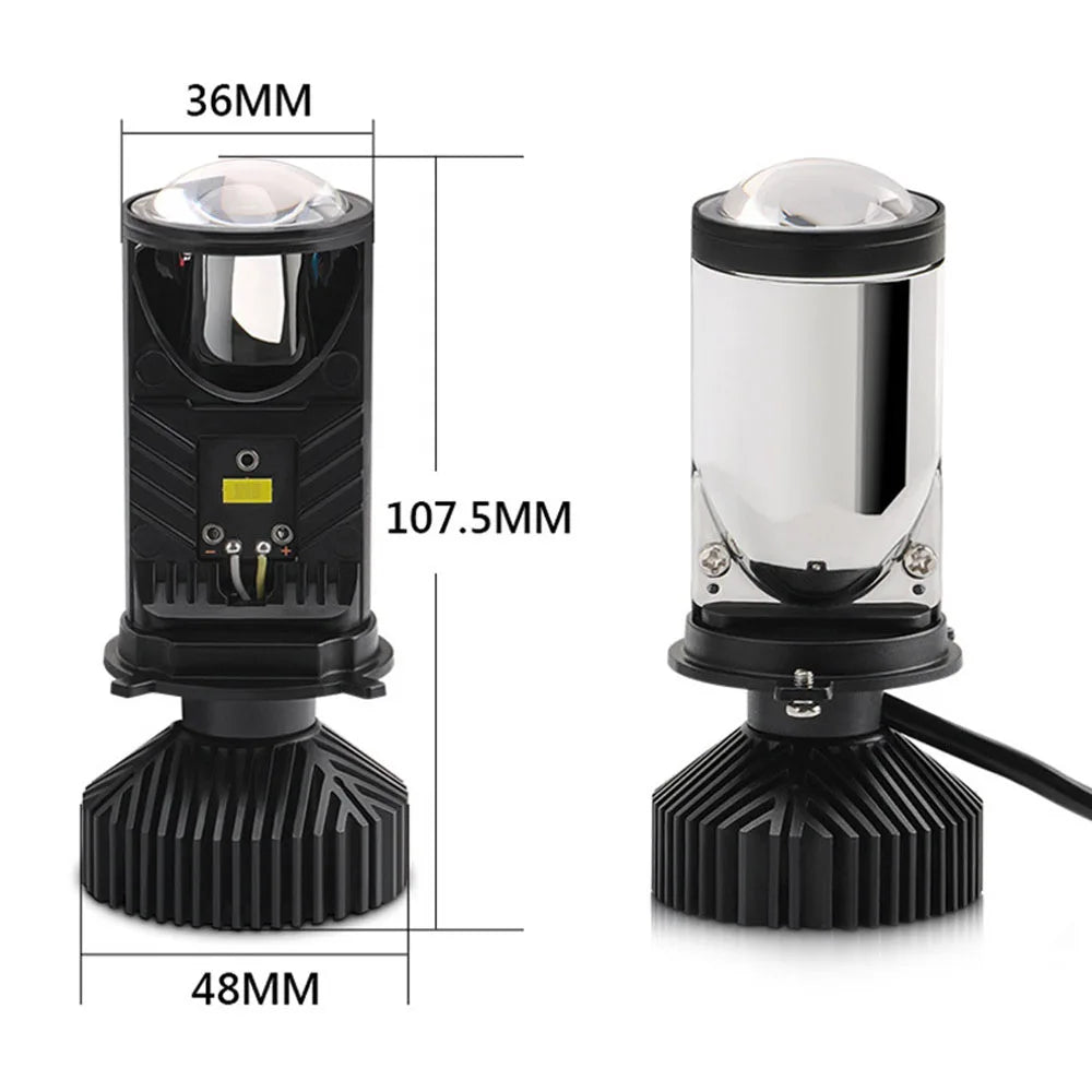 H4 LED Headlight Bulbs 6000K Hi Lo Beam Mini Projector Lens