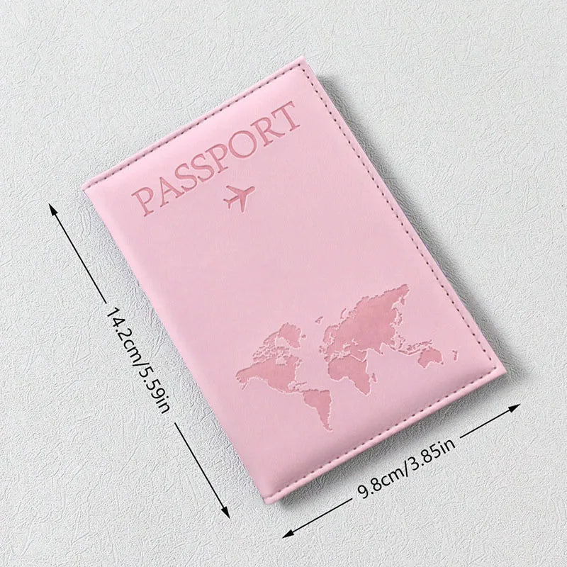 World Map Travel Passport Case PU Leather Passport Cover additional angle