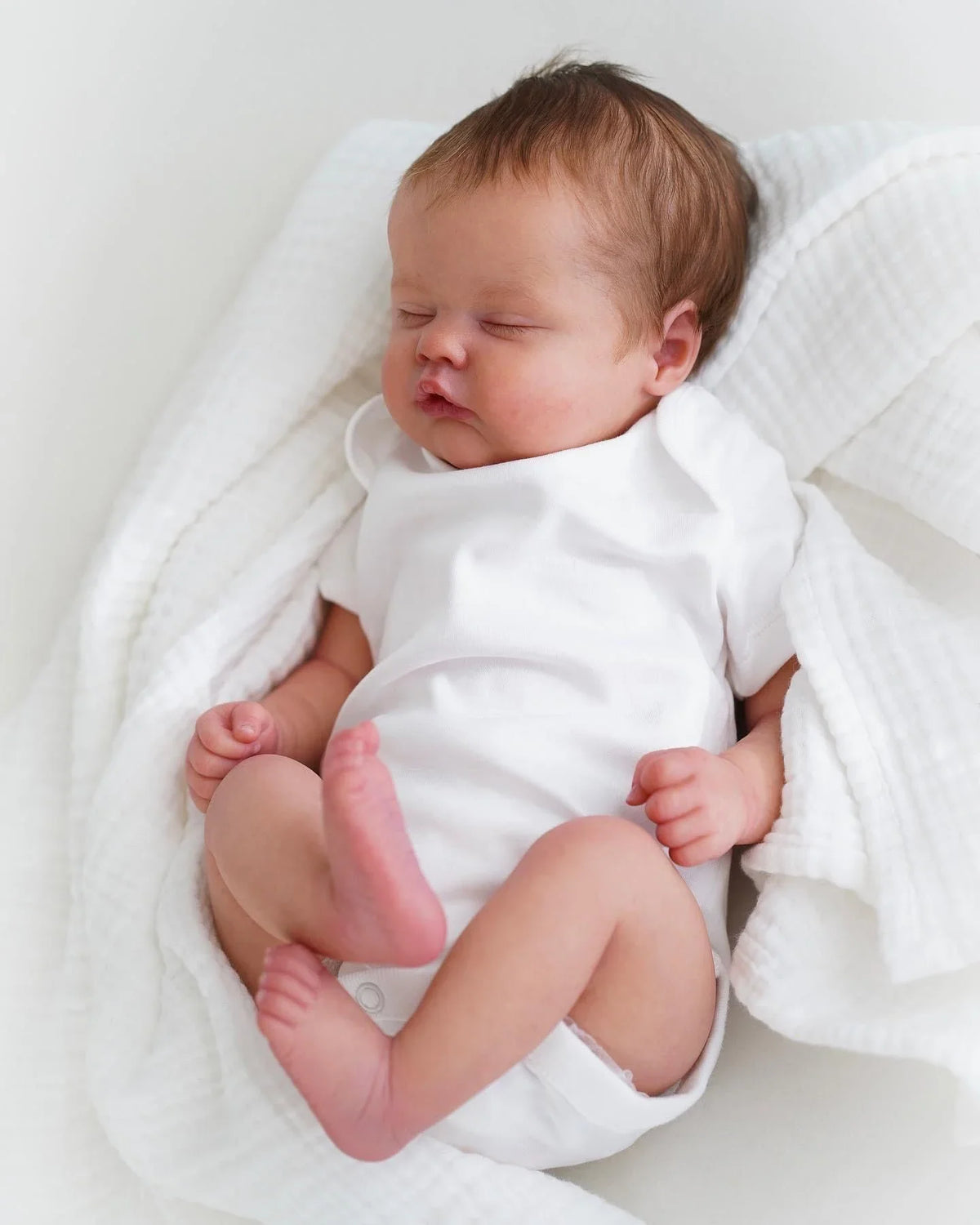19inch Reborn Quinbee Newborn Sleeping Baby Doll Rooted Hair and Eyelashes Handmade additional angle
