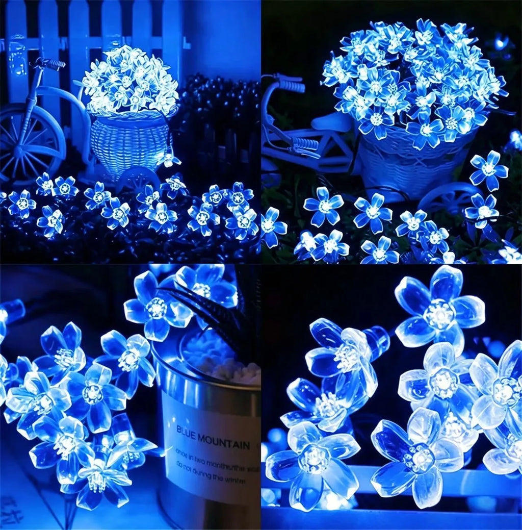 Solar LED String Lights Cherry Blossom Flowers 8 Modes