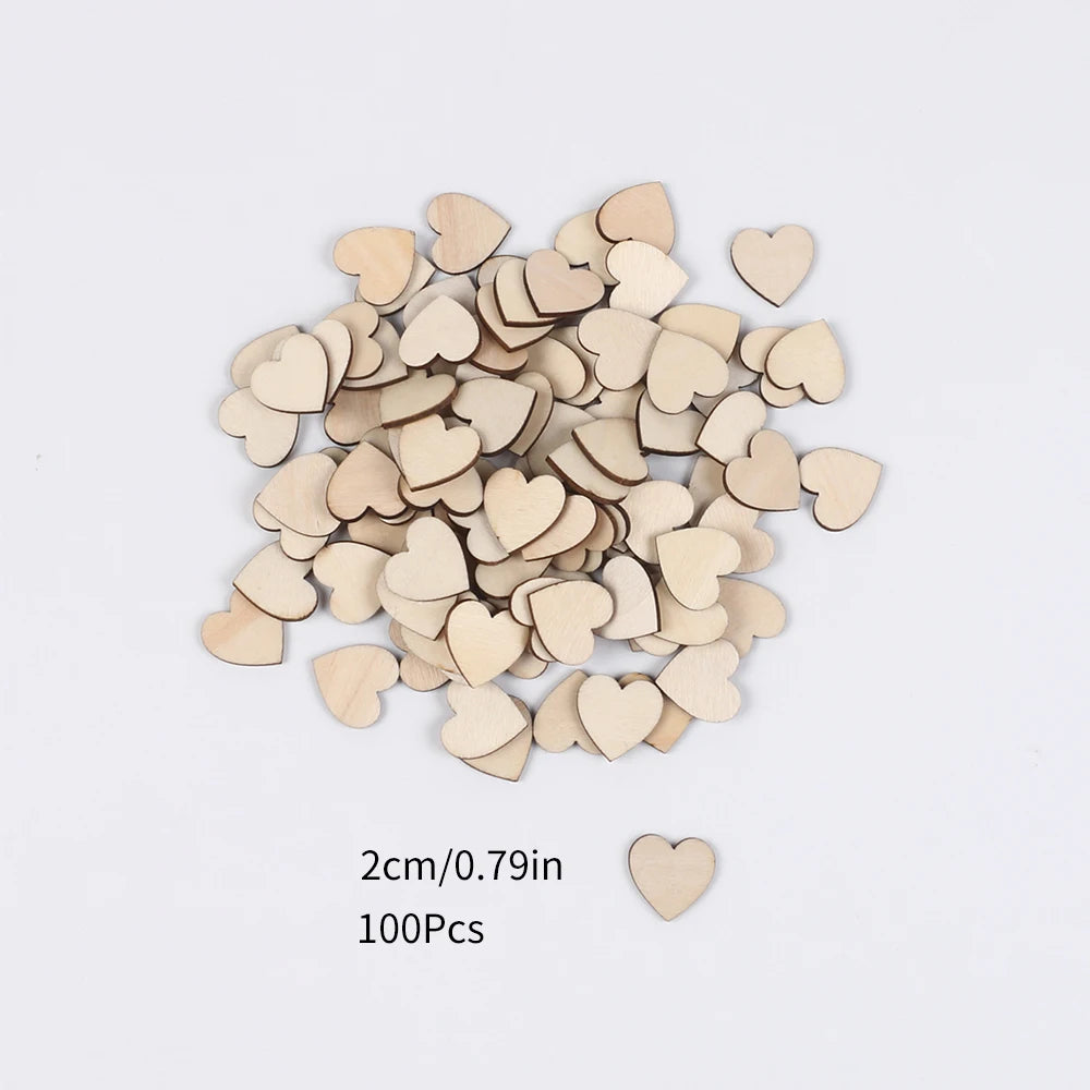 Unfinished Wooden Hearts for Crafts 1-6cm Heart Blank Wood Ornaments