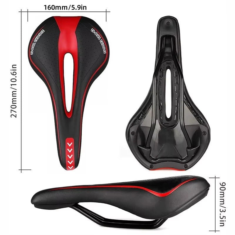 Hollow Gel Bicycle Saddle Cushion Imitation Leather Road Bike Seat