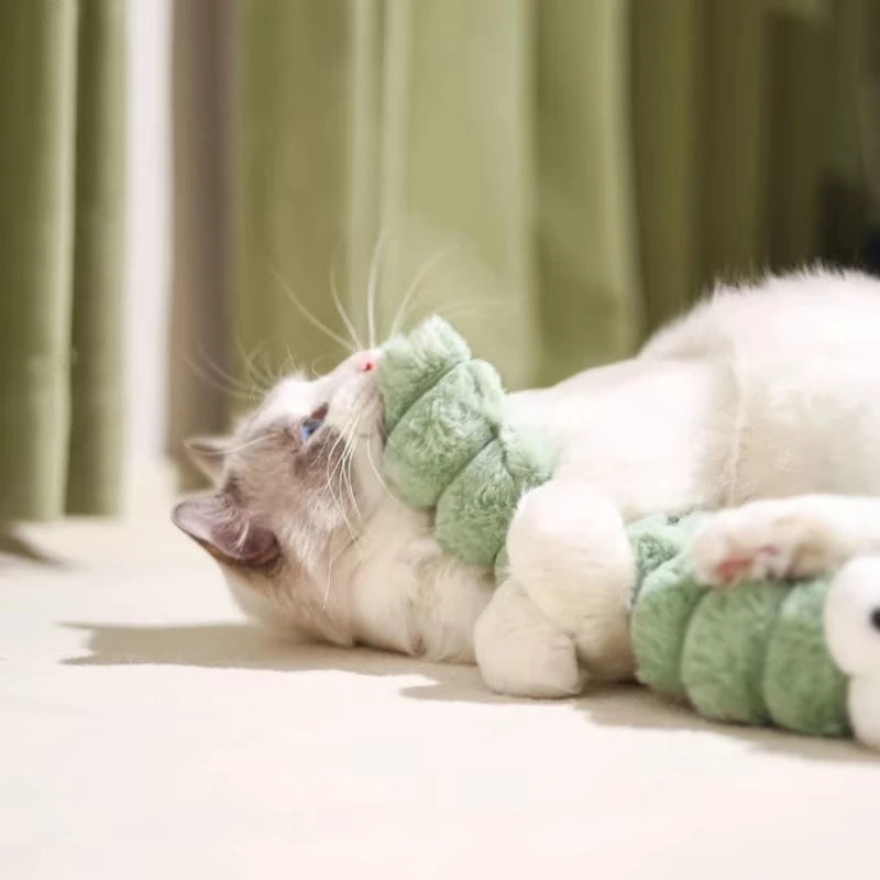 Plush Cat Chew Toy Caterpillar Catnip Pillow
