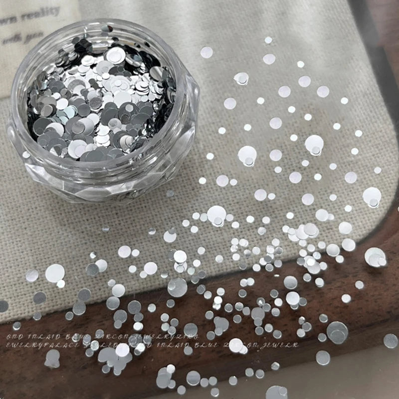 1 Box 3D Mini Nail Art Charms Round Heart Star Sequin Flakes Silvery Shiny Accessories For Manicure