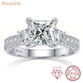 Newshe 925 Sterling Silver 7*7 mm Princess Cut Moissanite Engagement Ring with GRA Certificate 5A CZ