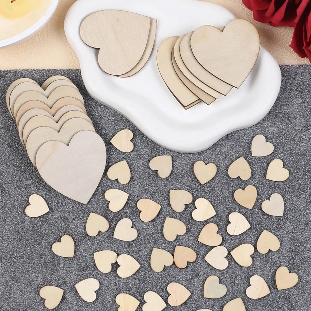 Unfinished Wooden Hearts for Crafts 1-6cm Heart Blank Wood Ornaments