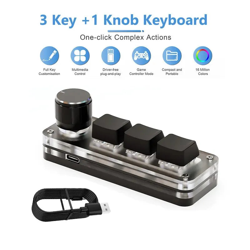 3 Key Mini Mechanical Macropad RGB Keyboard alternate view