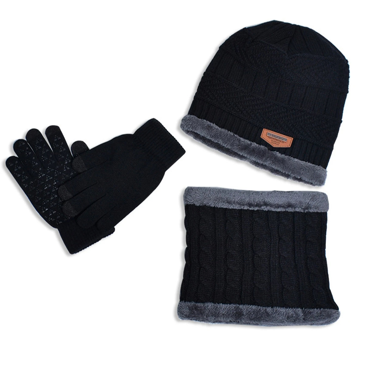 Men's Windproof Hat, Outdoor Winter Scarf, Gloves, Three-Piece Neckline, One Plus Cashmere Insulated Knit Hat Official Website