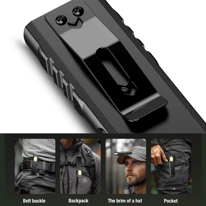 Flashing Work Light Mini Portable Flashlight with Clip-On Cap detail view