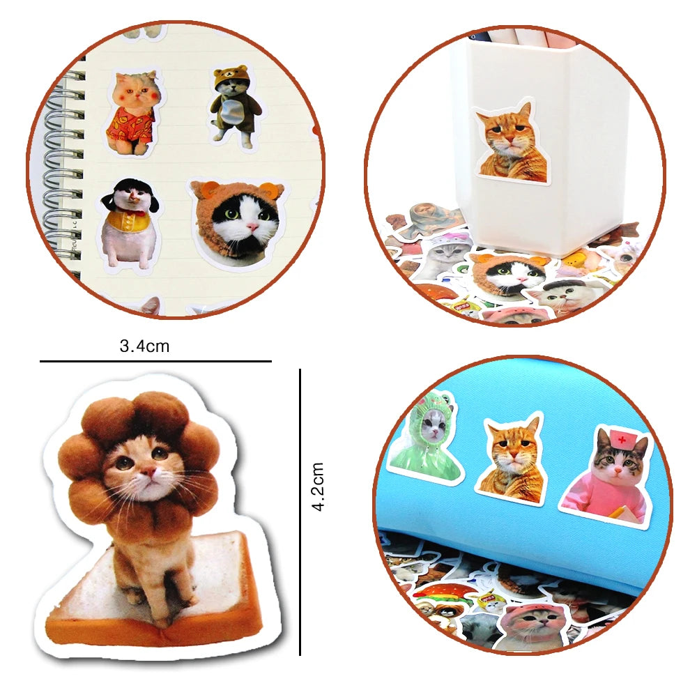 Funny Cat Stickers Cartoon Cute Decals 100 pcs alternate view