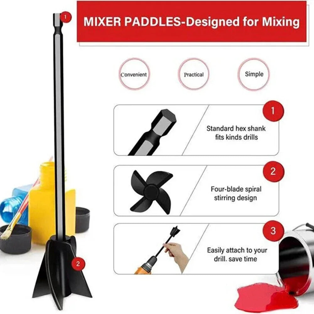 6.35mm Hex Shaft Drill Mixer for Epoxy Resin & Paint - High Viscosity Stirring Paddle Attachment