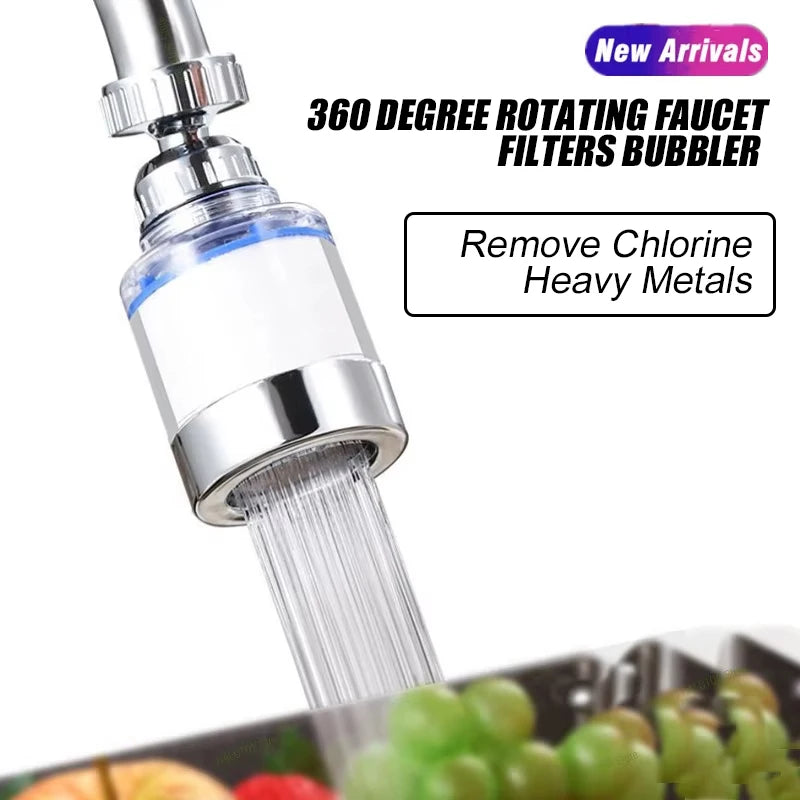 360 Degree Rotating Faucet Filter Bubbler with PP Cotton and Mineral Ball