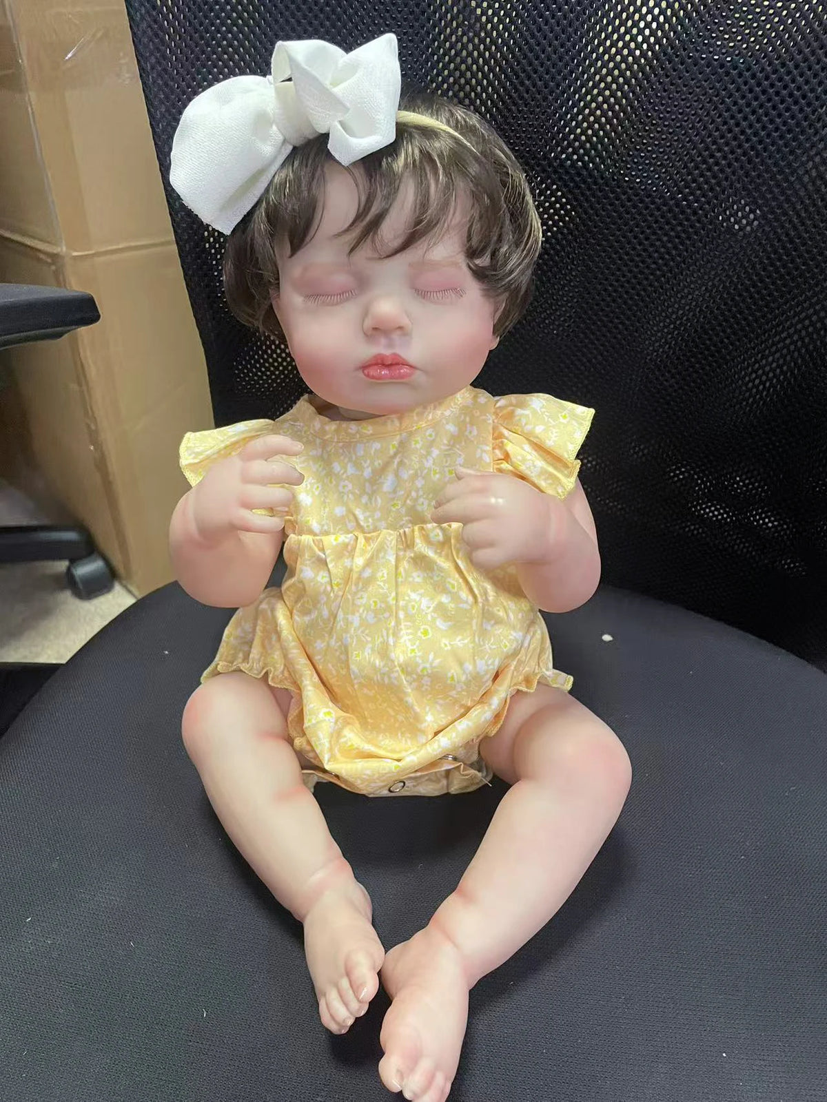 49cm Full Body Vinyl Reborn Doll Loulou with Rooted Hair Newborn Baby 3D Painted Sk additional angle
