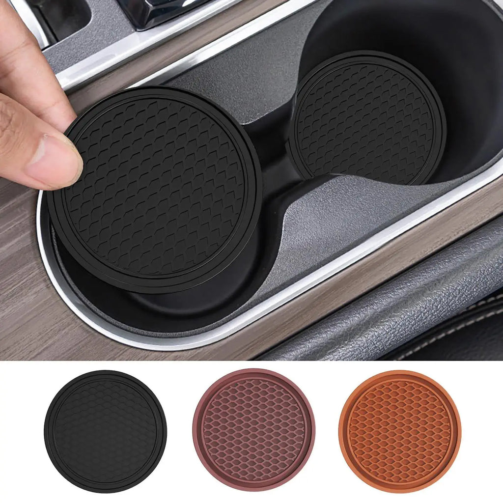 Car Cup Holder Insert Coaster Mat Black Silicone detail view