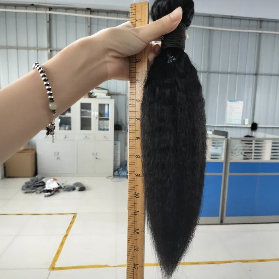 Brazilian Kinky Straight Human Hair Bundles 30 Inch Virgin Hair 4 Pcs
