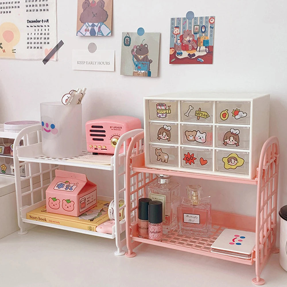 Desktop Storage Shelf Two-Tier Organizer close-up view