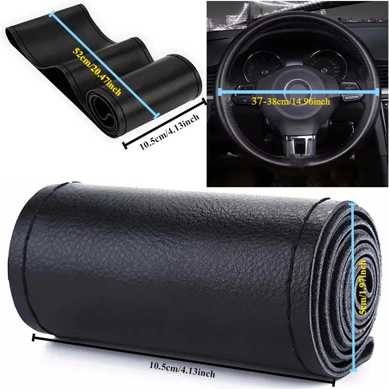 Steering Wheel Cover, Artificial Leather, 2 Color, 38 Size additional angle